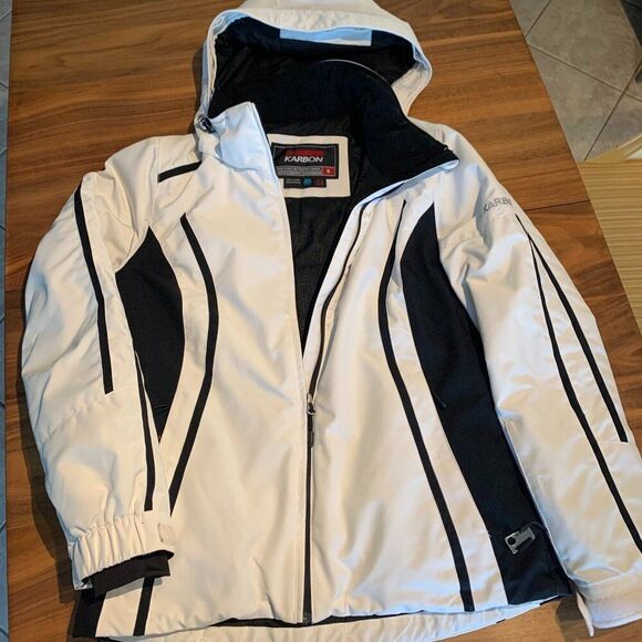 Karbon womens' winter jacket, Sz 8, EUC, white, blk, ski, board, outdoor sports - Picture 4 of 15